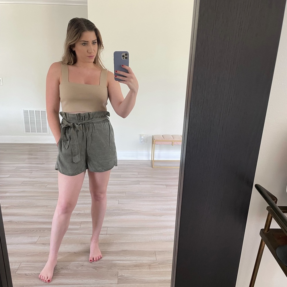 Ultra high waist army green shorts. Only worn once